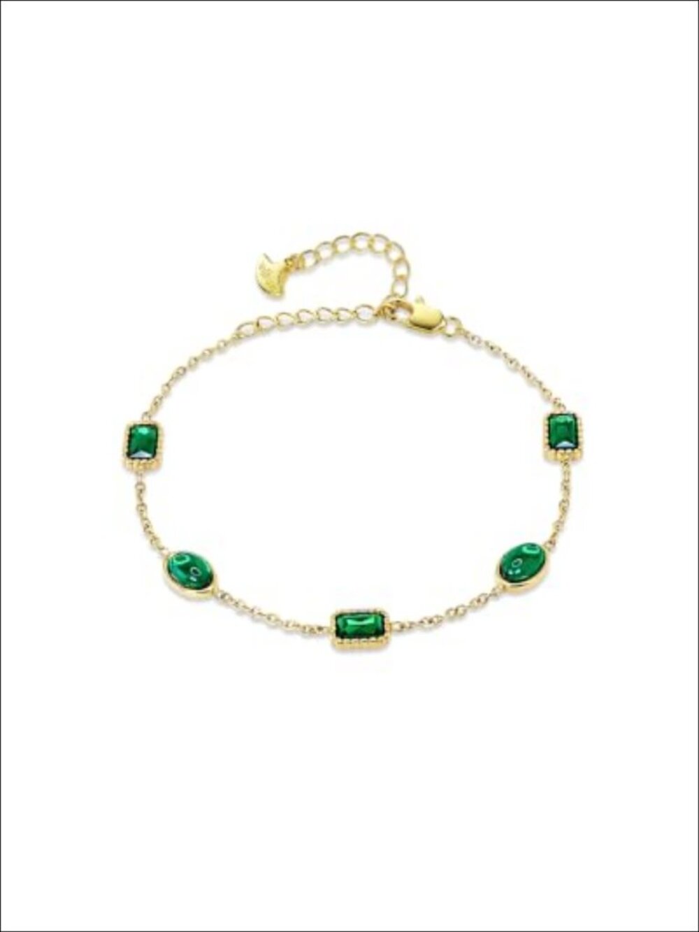Gold Plated Gemstone Station Bracelet Adjustable Layering Jewelry Gift